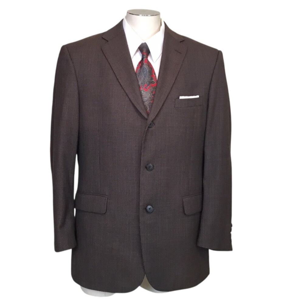 Kenneth Cole Reaction Sport Coat 42R Brown Tweed Blazer